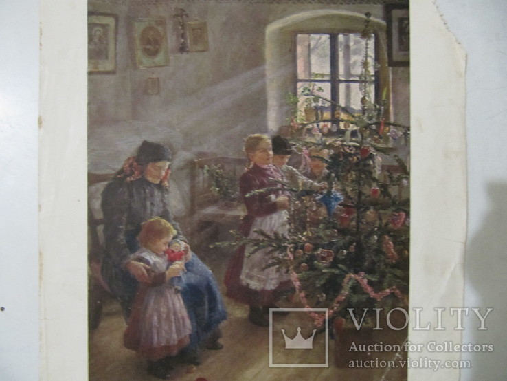 Литография 1905 г  "Утро Рождества" Германия худ. Е Чех., фото №3