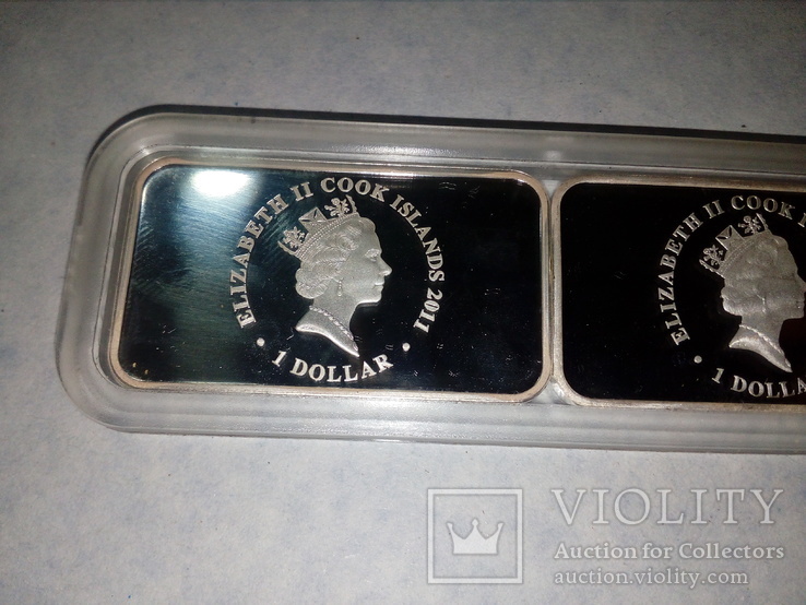 Набор Год Кролика 4 монеты 2011 года по 1 унции серебро 999 Острова Кука, фото №10