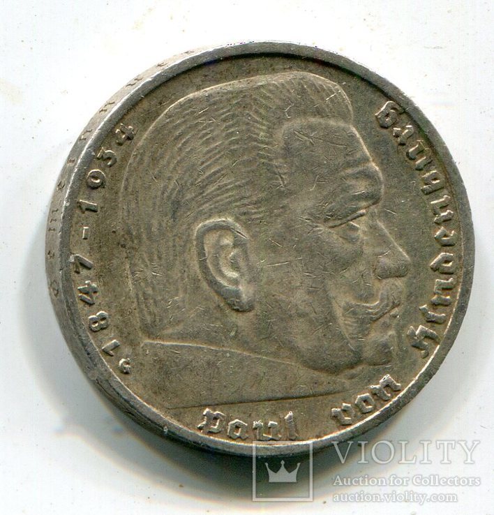 5 марок 1936 г. Монетный двор G, фото №2