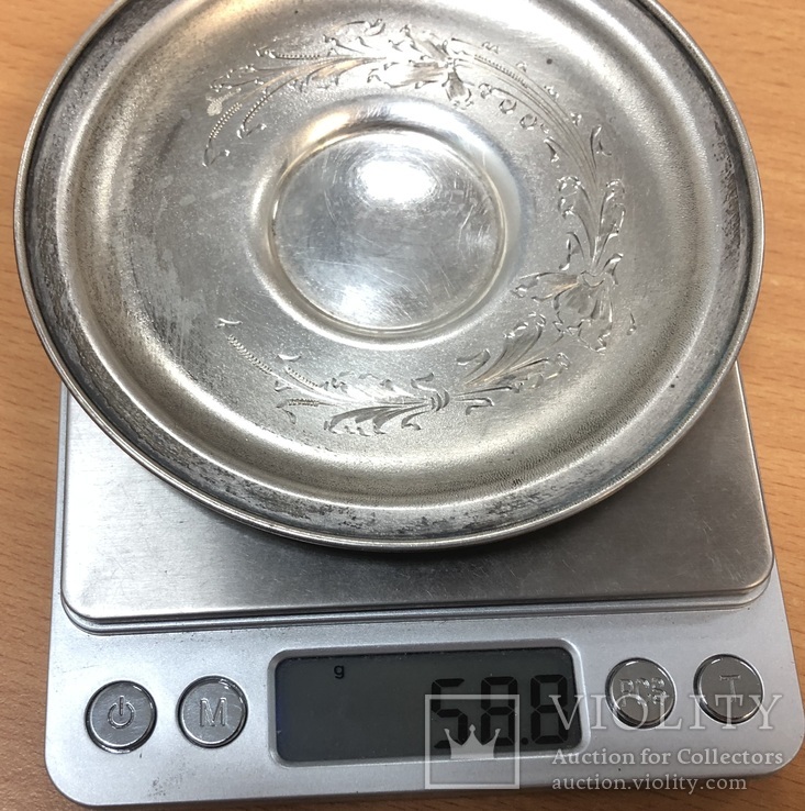 Серебряная кофейная чашечка с блюдцем 875 пробы - 95,4 грамм, фото №8