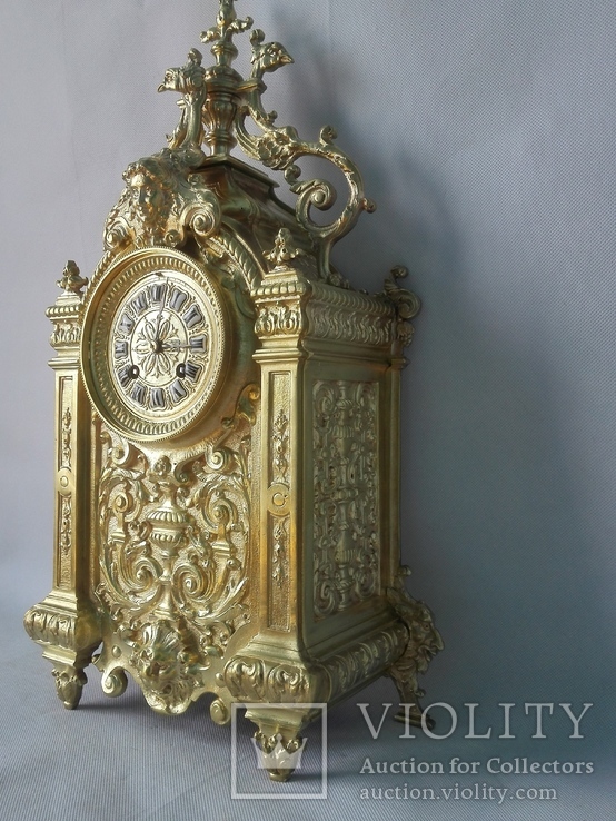 Большие 47,5 см бронзовые часы XIX века, фото №6