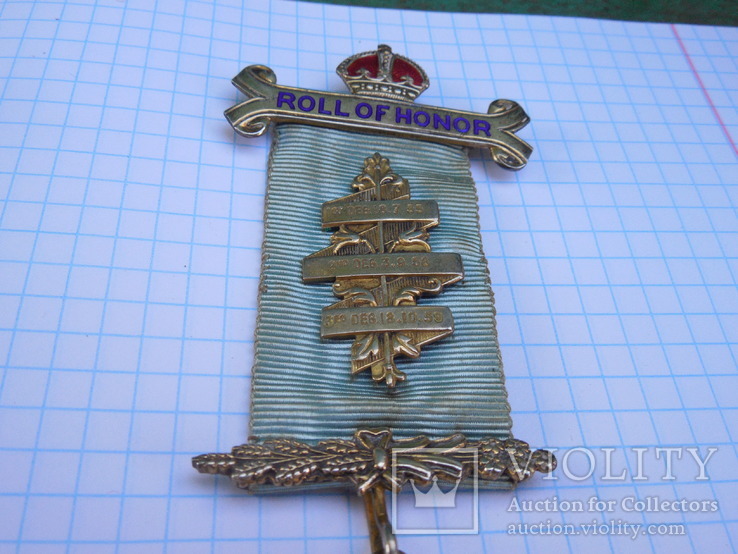 Масонский знак Roll of honor 1964г, фото №7