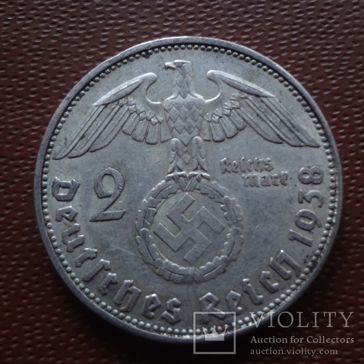 2 марки 1938  Е  Германия  серебро   (М.7.28)~, фото №2