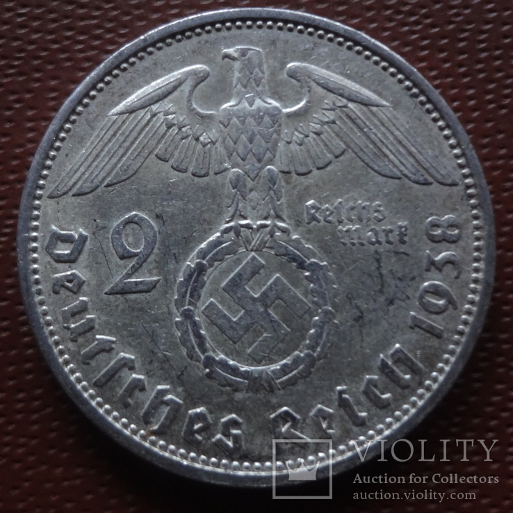 2 марки 1938    Германия  серебро   (М.7.31)~, фото №2
