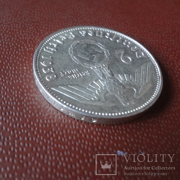 2 марки 1938  Е  Германия  серебро   (М.7.32)~, фото №4