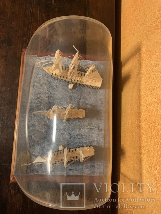 Композиция резные парусные корабли из кости бивня моржа кашалота или слона, фото №11
