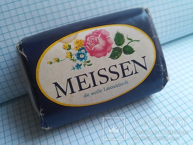Мыло: "MEISSEN" die weibe Lavendeclseife. Made in German Democratic republic 80% - 150 g, фото №2