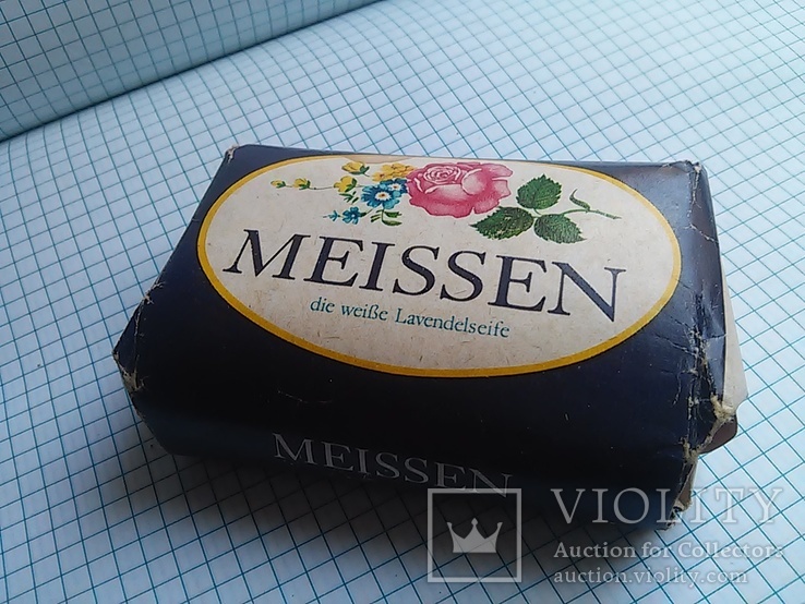 Мыло: "MEISSEN" die weibe Lavendeclseife. Made in German Democratic republic 80% - 150 g, фото №4