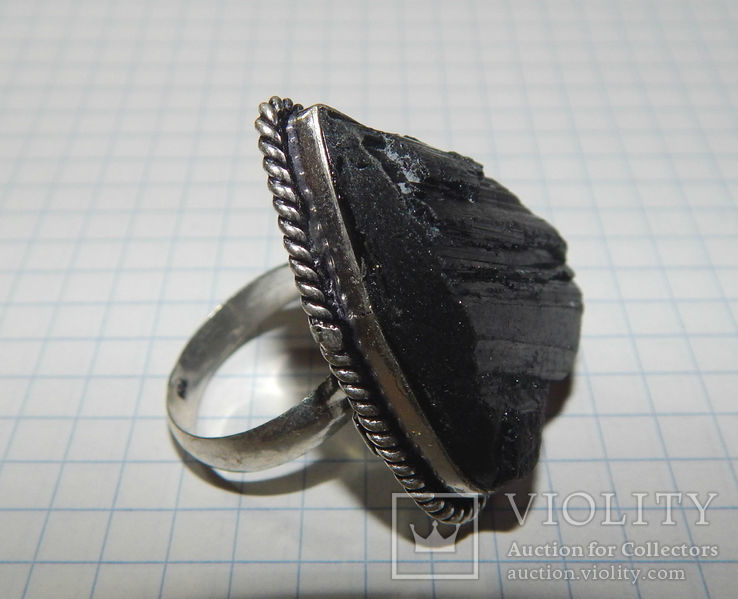 Шерл кольцо с черным турмалином, фото №4