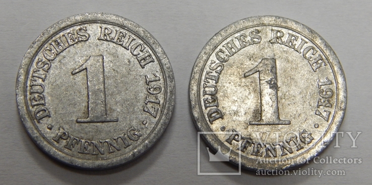 2 монеты по 1 пфеннигу, 1917 А, Германия