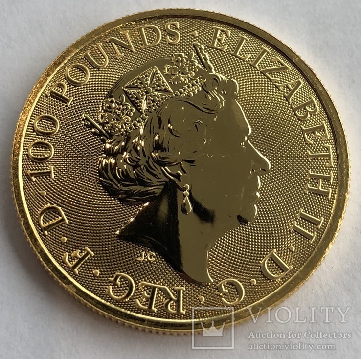 100 фунтов 2019 год Англия золото 31,1 грамм 999,9’, фото №3