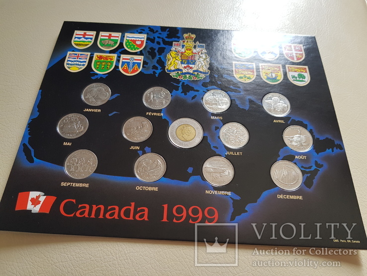 Планшет Канада набор 12+1 монет 25 центов 1999 год. 12 месяцев., фото №3