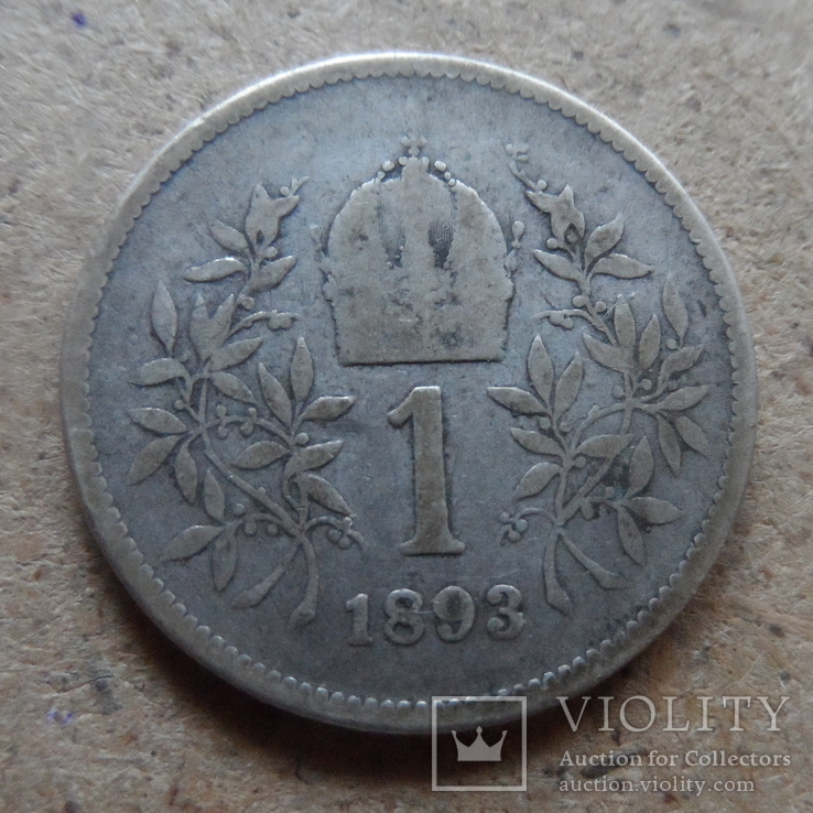 1 крона 1893  Австро-Венгрия серебро   (К.3.16)~, фото №2