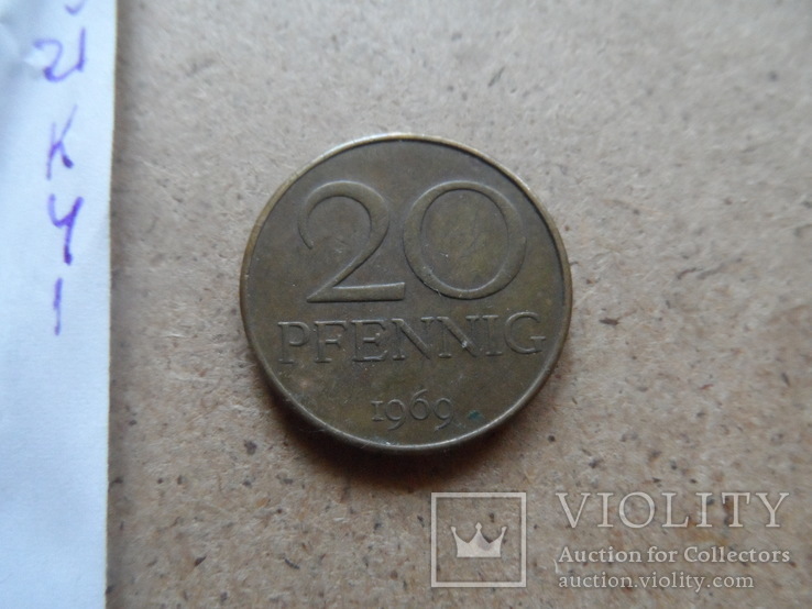 20 пфеннигов 1969  ГДР    (К.4.1)~, фото №4