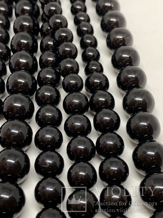Большие черные трехрядные бусы с англии 189 грамм, фото №4