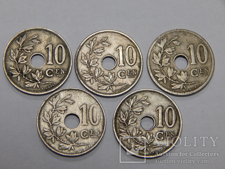 5 монет по 10 центимес, Бельгия