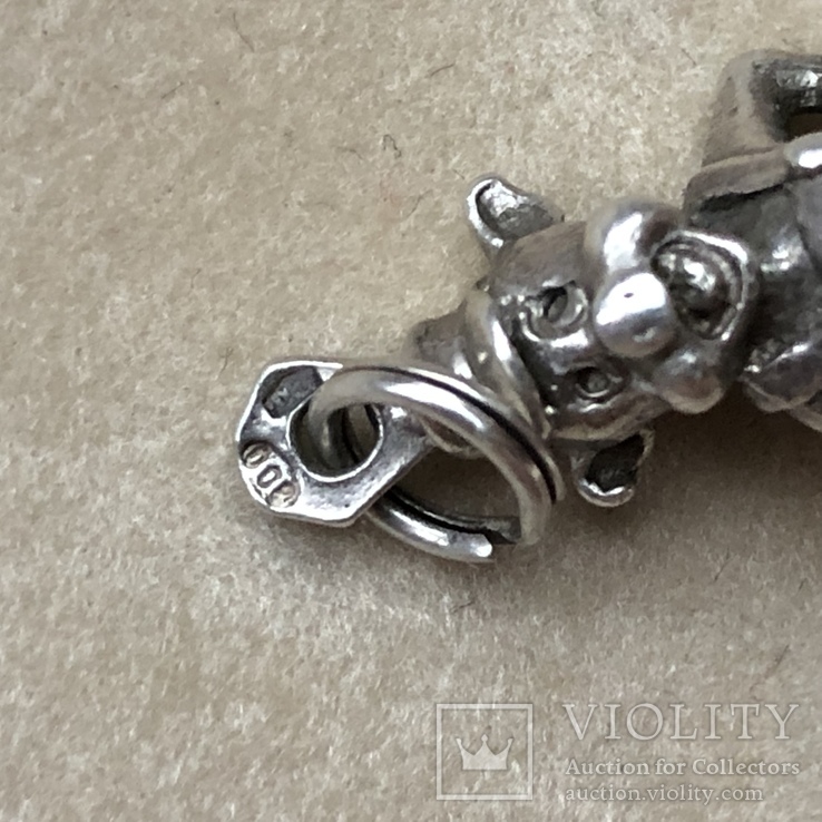 Винтажный серебряный кулон, поросёнок Disney, фото №6