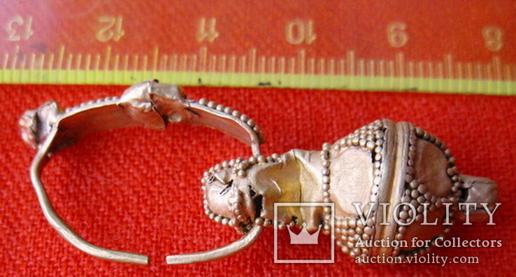 Золотая сережка, Хазарський каганат, Салтівська культура, вес 5.5 грм., фото №5