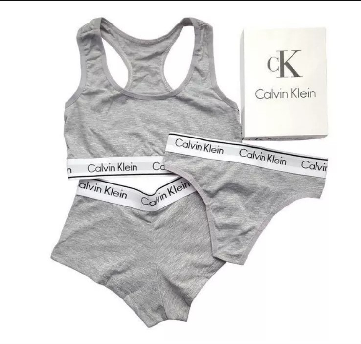 Комплект женского белья Calvin Klein топ+шорты+стринги (размер XL), фото №2