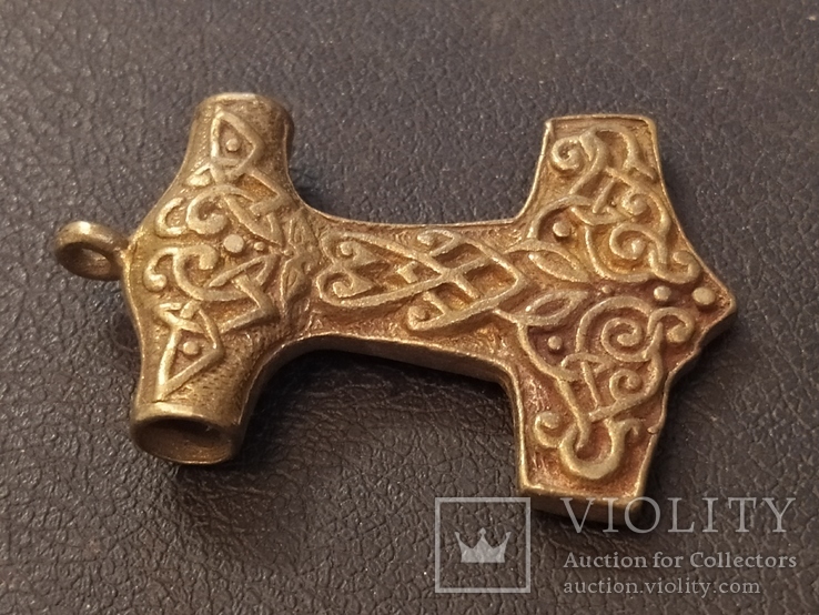 Викинг Тор Молот Руна коллекционная миниатюра бронза брелок кулон, фото №3
