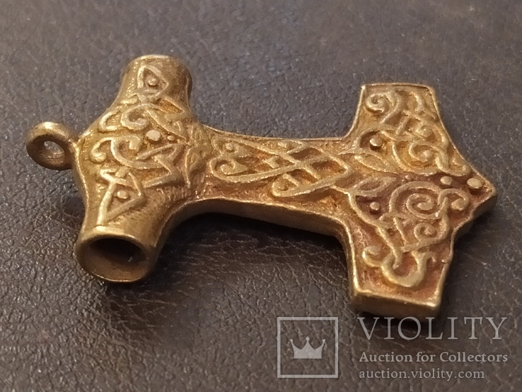 Викинг Тор Молот Руна коллекционная миниатюра бронза брелок кулон, фото №4
