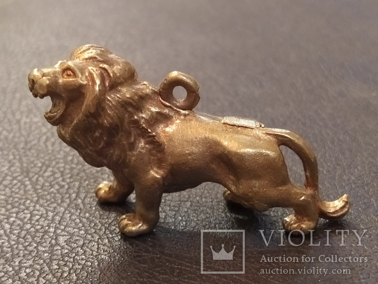 Лев рычащий кулон бронза брелок коллекционная миниатюра, фото №3
