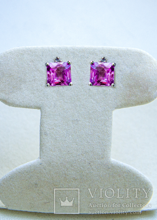 Сапфир розовый 3,2 карат и два бриллианта 0,03 (G-SI3), фото №3
