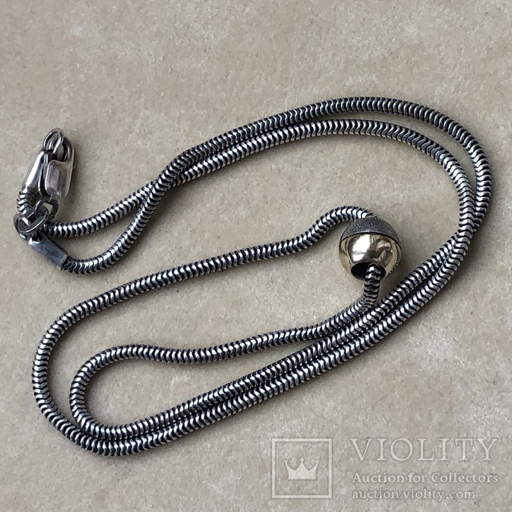 Серебряная цепочка-змейка с кулоном, фото №2