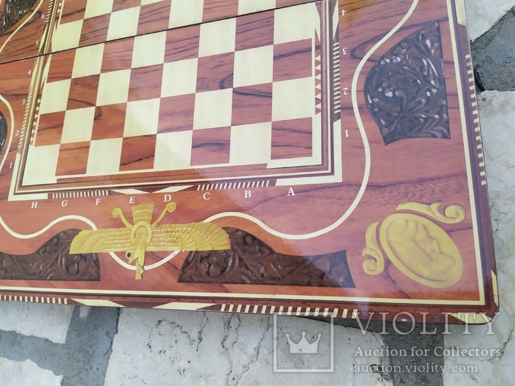 Доска для игры в шахматы и нарды росписная, фото №5