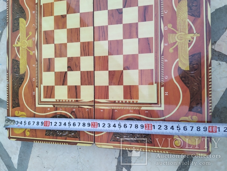 Доска для игры в шахматы и нарды росписная, фото №11