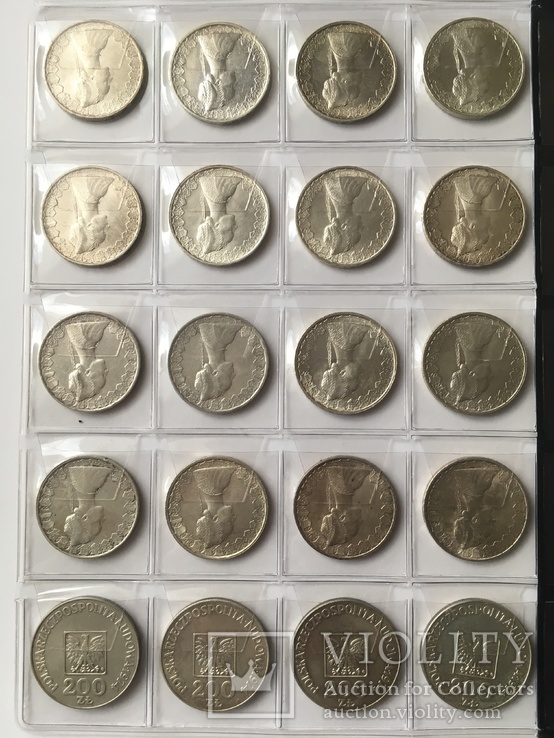 Італія 500 лір + Польща 200 злотих Срібло (20 монет), фото №4