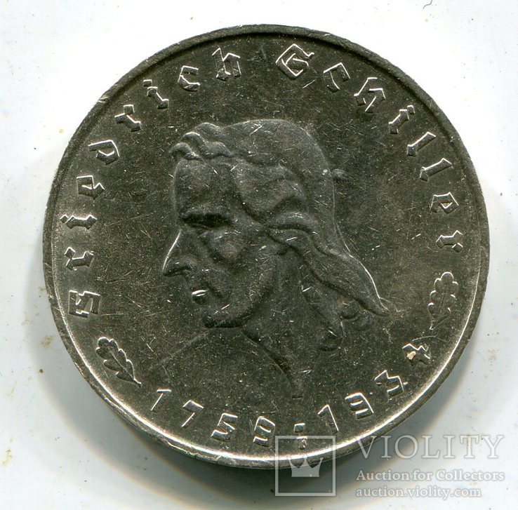 5 марок 1934 г. Шиллер, фото №3
