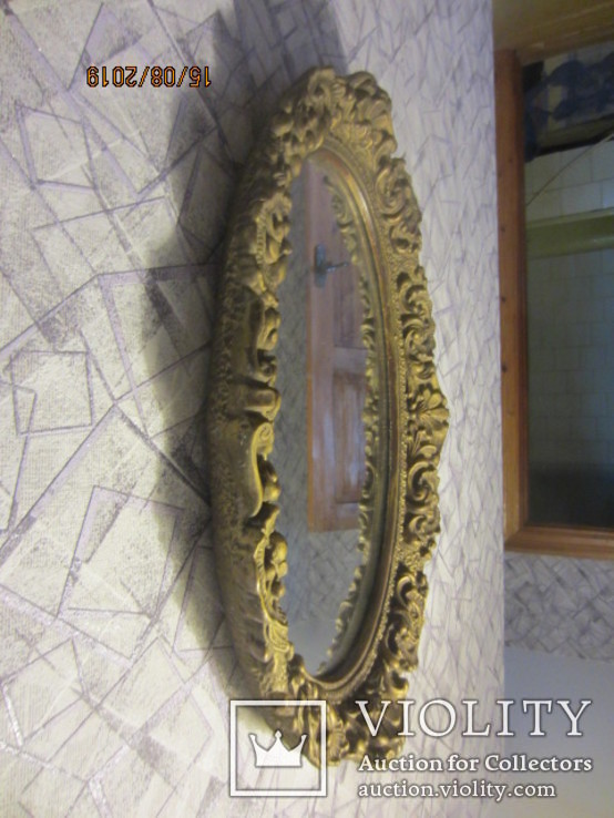 Настенное зеркало барокко дерево грунт 90 cm x 50 cm  винтаж, фото №5