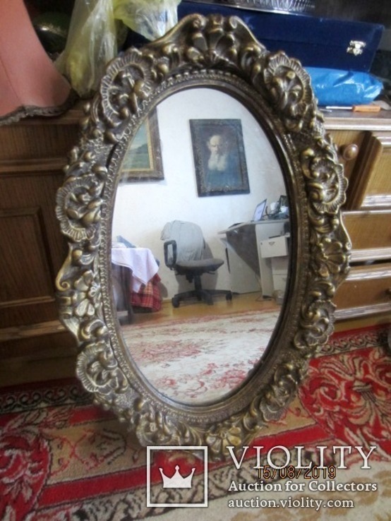 Настенное зеркало барокко дерево грунт 90 cm x 50 cm  винтаж, фото №10