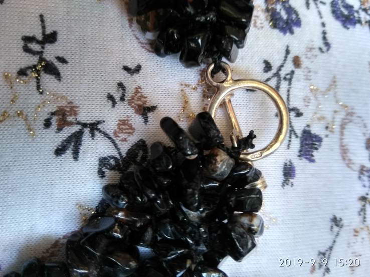 Ожерелье из натурального камня чёрный агат., numer zdjęcia 4