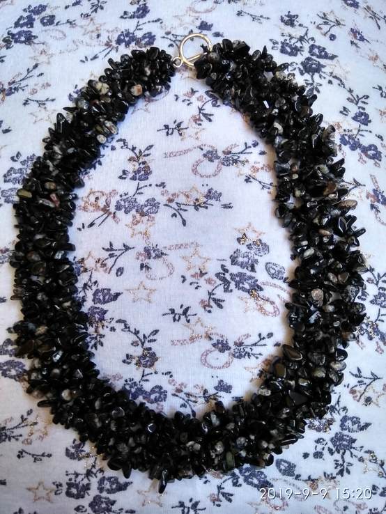 Ожерелье из натурального камня чёрный агат., photo number 7