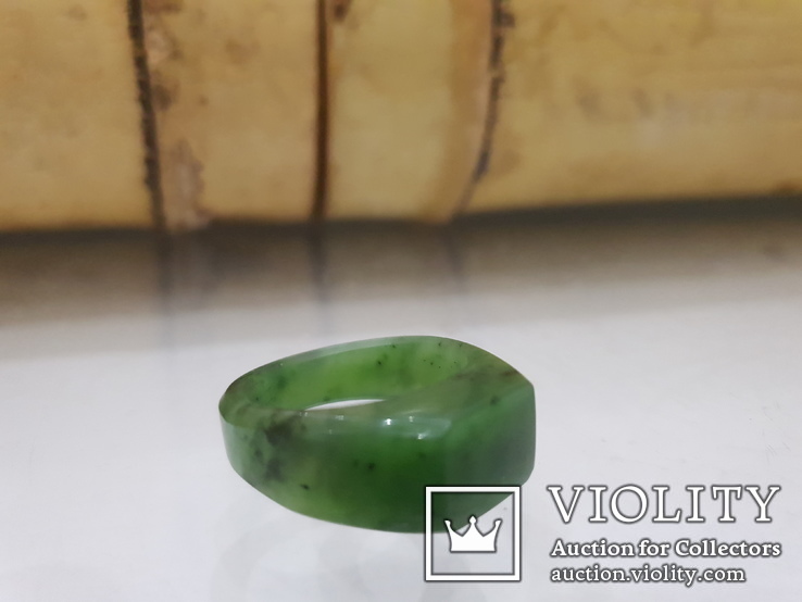 Перстень печатка из насыщенно зеленого Нефрита, фото №8