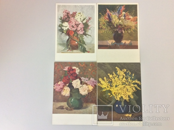 Цветы (1954р)-4 открытки, фото №2