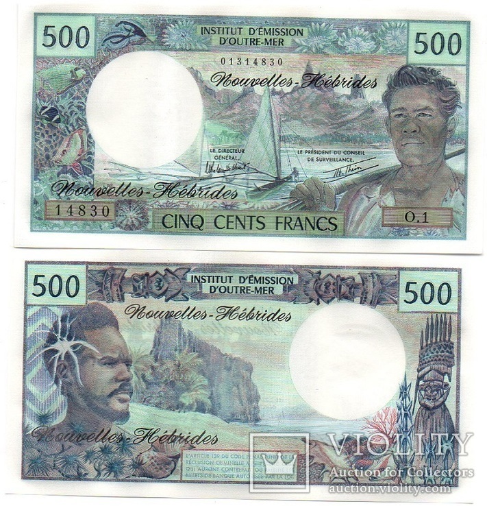 New Hebrides Новые Гебриды - 500 Francs 1979 Pick 19c серия O.1 aUNC JavirNV