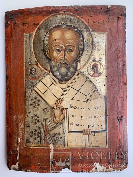 Старинная икона Николай Чудотворец, фото №3