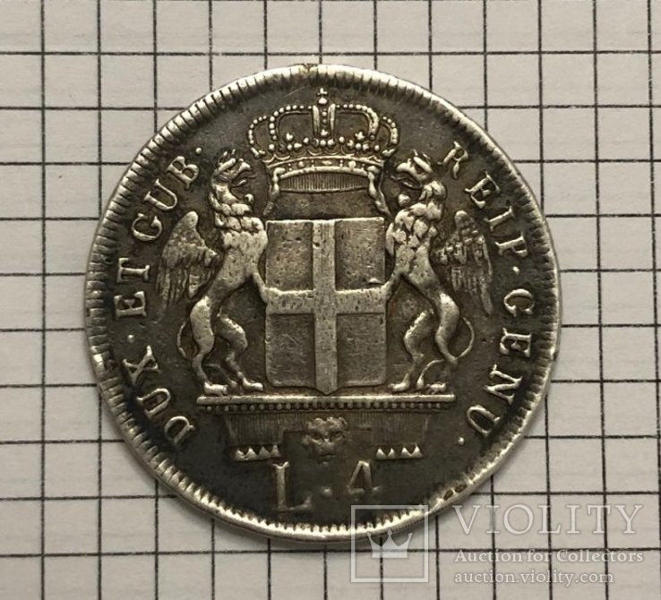 Срібна монета 4 ліри 1796р. (Генуя, Італія), фото №3