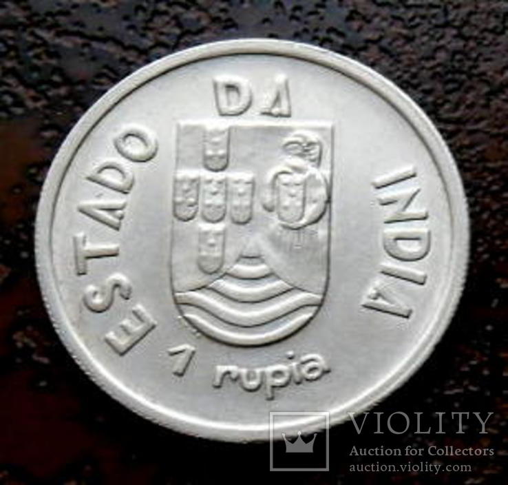 1 рупия Португальская Индия 1935 серебро, фото №2