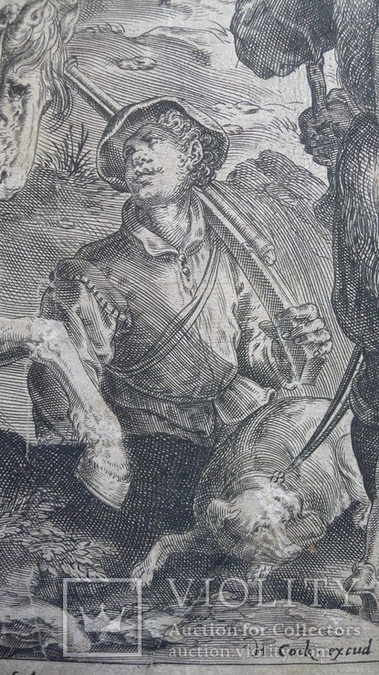 Сцена охоты.Гравюра на меди.1570 год. Ян ван дер Страт(Страданус) 1523-1605гг., фото №4