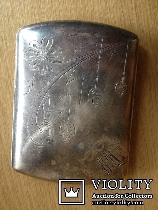 Серебрянный с позолотой портсигар . Старая Польша, 84 проба., фото №2