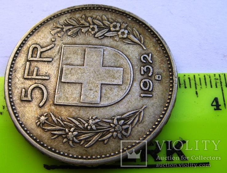 Швейцария 5 серебряных франков 1932 +5+10+20 раппанов 1939, фото №5