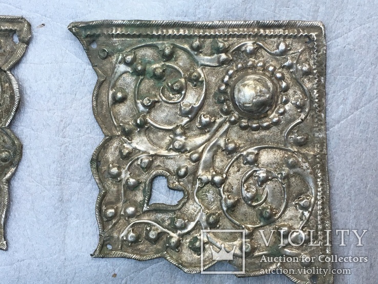 4 накладки с басменного серебр.оклада 1776г, фото №3