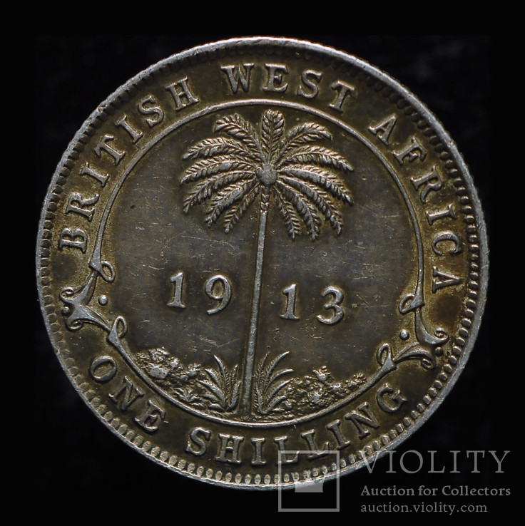 Британская Западная Африка 1 шиллинг 1913 серебро aUnc 	