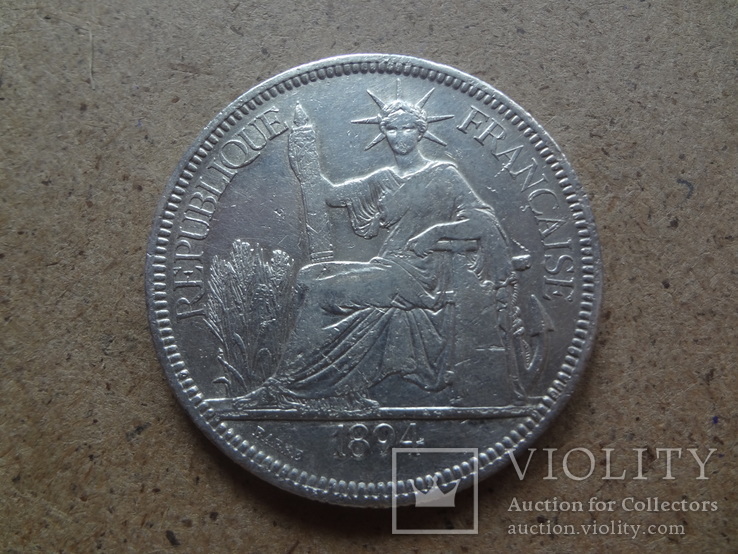 1 пиастр  1894  Индокитай серебро   (П.13.16)~, фото №2