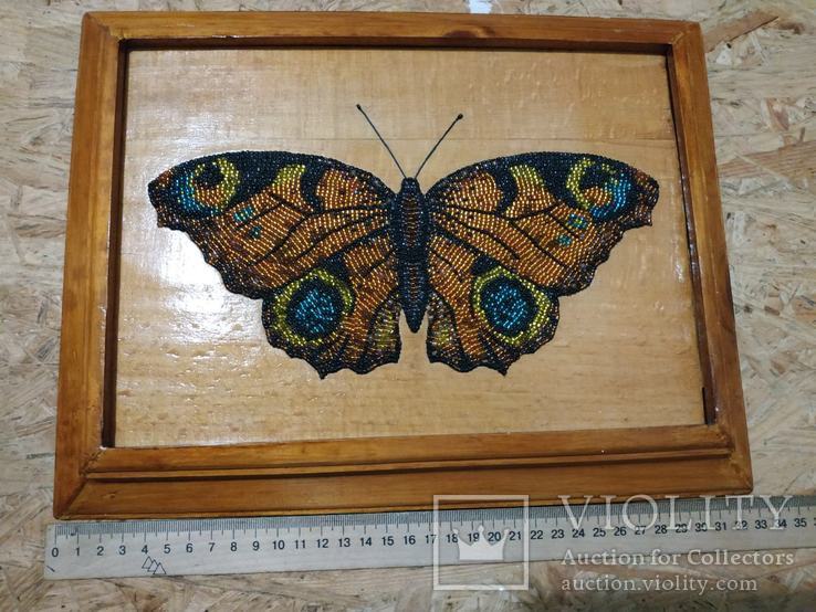 Картина "Бабочка",бисер на дереве.25х32 см., фото №3