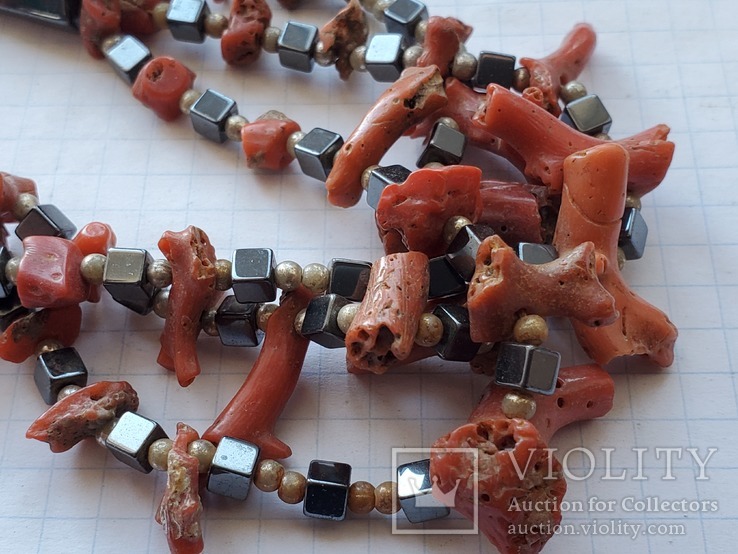 Ожерелье гематит,кораллы веточками., фото №4